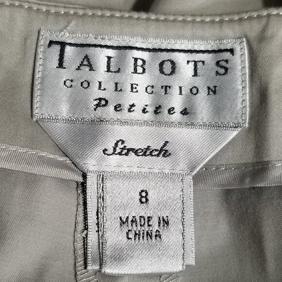Talbots Collection 8 Petite Taupe Chino Trouser Straight Leg Pants 29x25.5 Ankle - Picture 7 of 9